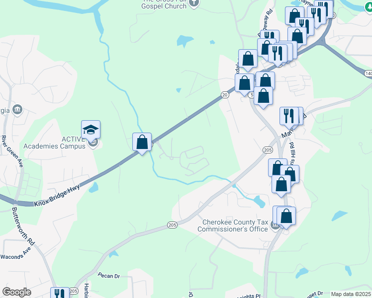 map of restaurants, bars, coffee shops, grocery stores, and more near 507 Broughton Drive in Canton