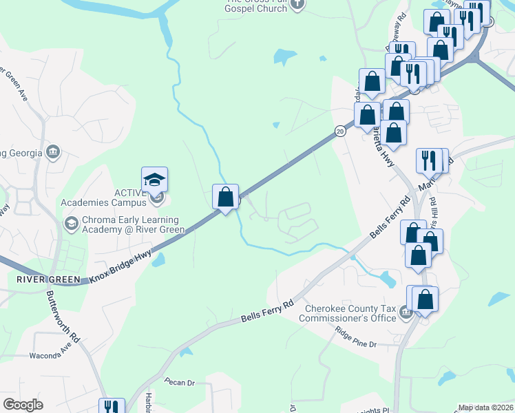 map of restaurants, bars, coffee shops, grocery stores, and more near 181 Ridgemont Road in Canton