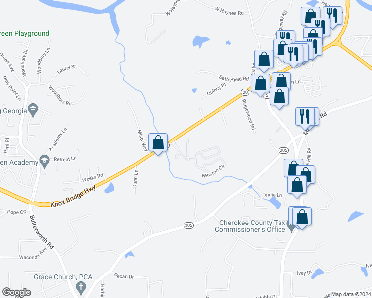 map of restaurants, bars, coffee shops, grocery stores, and more near 407 Pierpont Court in Canton