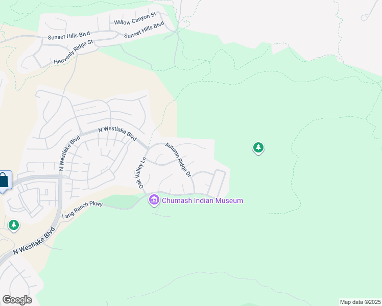 map of restaurants, bars, coffee shops, grocery stores, and more near 3436 Crossland Street in Thousand Oaks