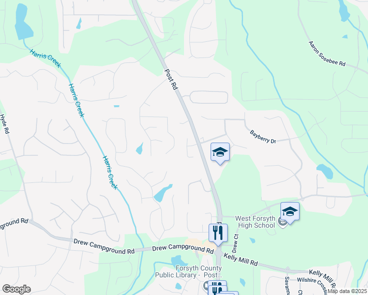 map of restaurants, bars, coffee shops, grocery stores, and more near 4595 Carriage Walk Lane in Cumming