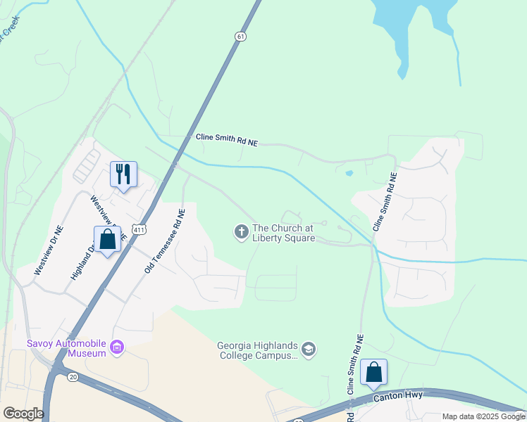 map of restaurants, bars, coffee shops, grocery stores, and more near in Cartersville