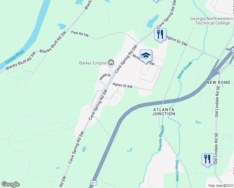 map of restaurants, bars, coffee shops, grocery stores, and more near 203 Cole Street in Rome