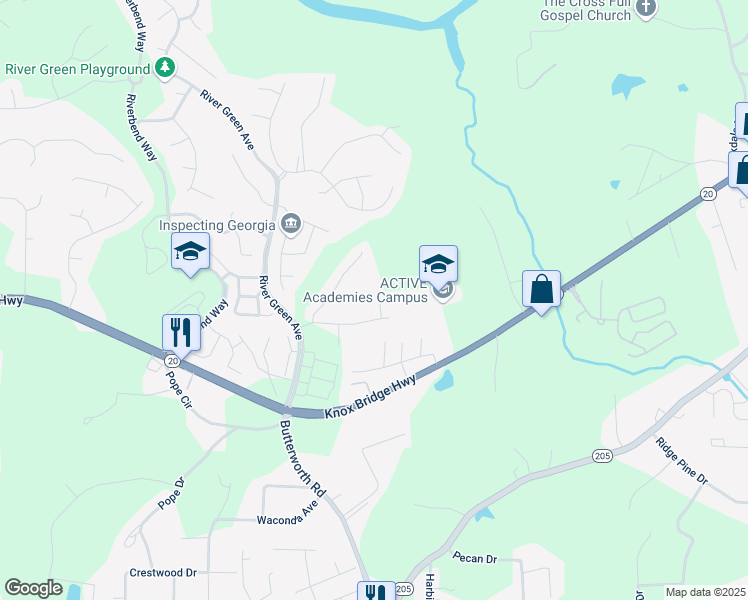 map of restaurants, bars, coffee shops, grocery stores, and more near 421 Retreat Lane in Canton