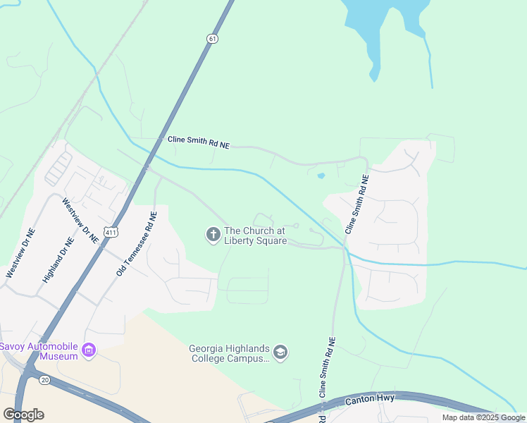 map of restaurants, bars, coffee shops, grocery stores, and more near 50 Eagle Glen Drive Northeast in Cartersville