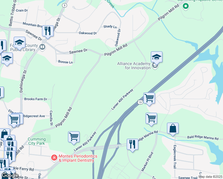 map of restaurants, bars, coffee shops, grocery stores, and more near in Cumming