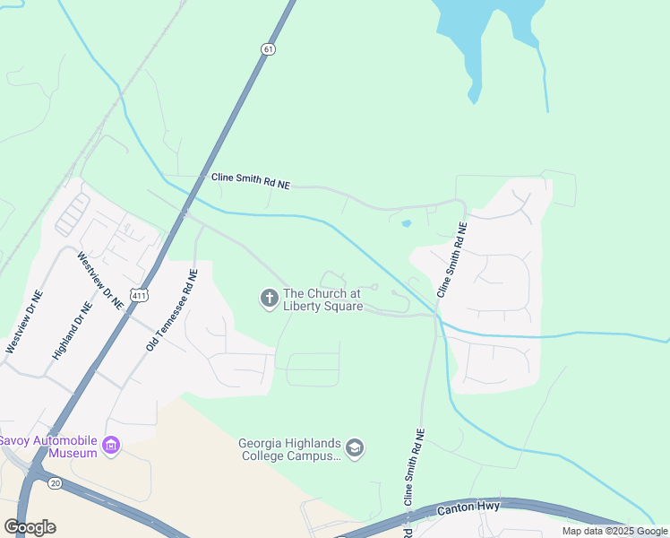 map of restaurants, bars, coffee shops, grocery stores, and more near 50 Eagle Glen Drive Northeast in Cartersville