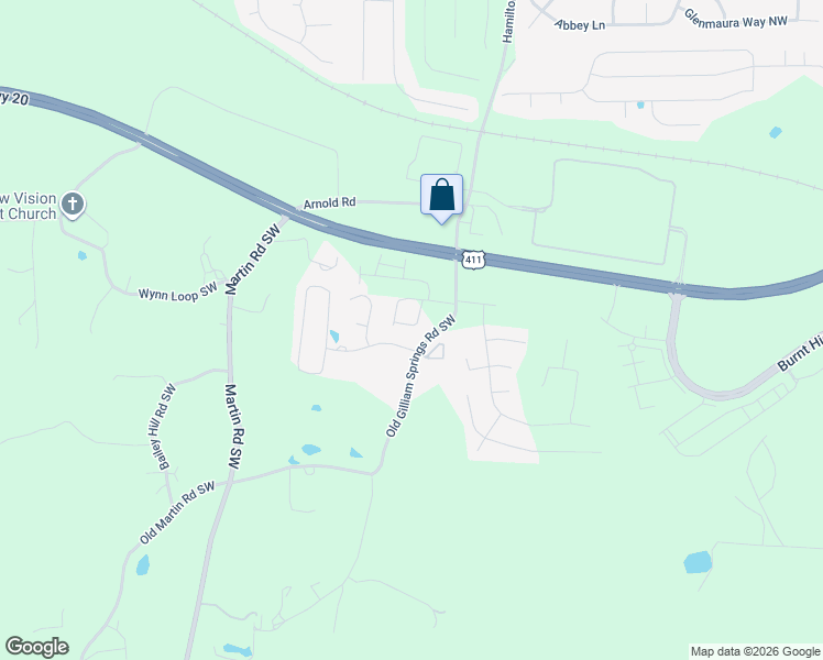 map of restaurants, bars, coffee shops, grocery stores, and more near 74 Gilliam Crossing in Cartersville