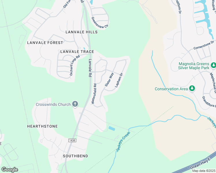 map of restaurants, bars, coffee shops, grocery stores, and more near 1097 Slater Way in Leland