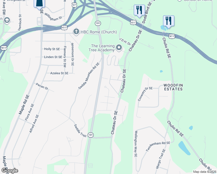 map of restaurants, bars, coffee shops, grocery stores, and more near 29 Saddlebrook Drive in Rome