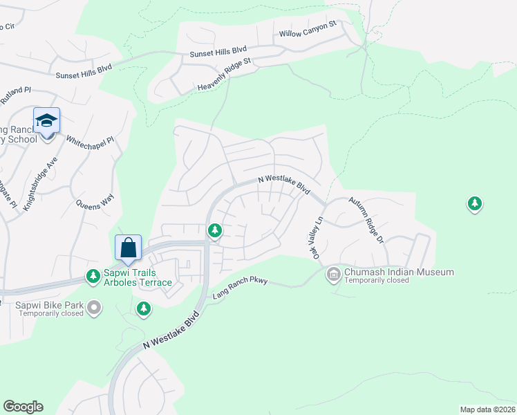 map of restaurants, bars, coffee shops, grocery stores, and more near 2876 Capella Way in Thousand Oaks