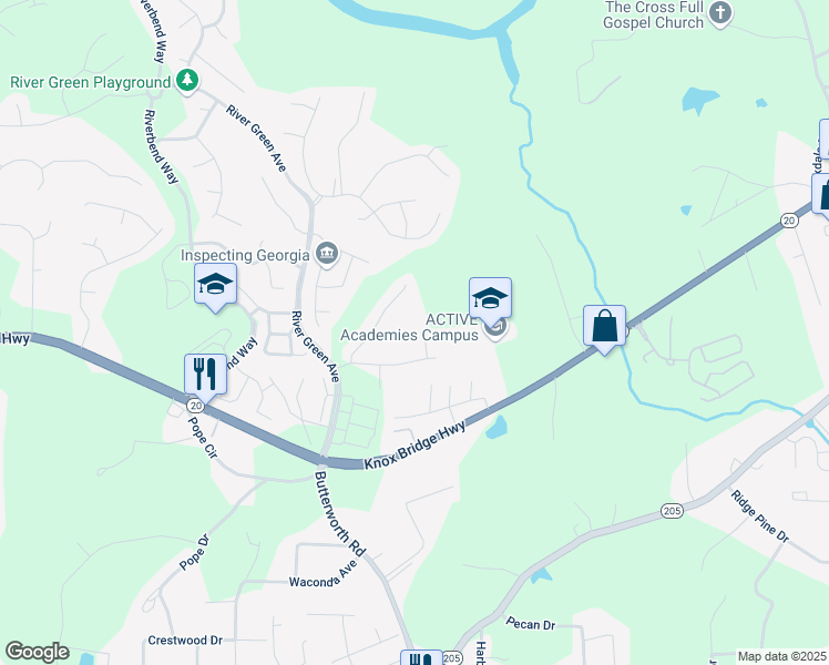 map of restaurants, bars, coffee shops, grocery stores, and more near 421 Retreat Lane in Canton