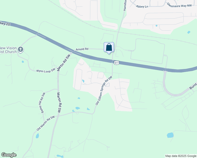 map of restaurants, bars, coffee shops, grocery stores, and more near 74 Gilliam Crossing in Cartersville