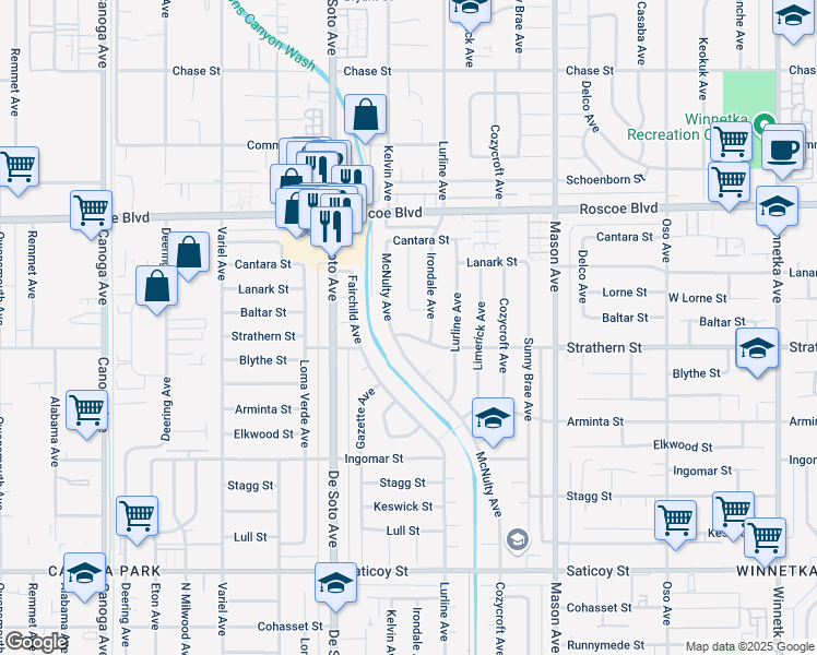 map of restaurants, bars, coffee shops, grocery stores, and more near 8037 Kelvin Avenue in Los Angeles