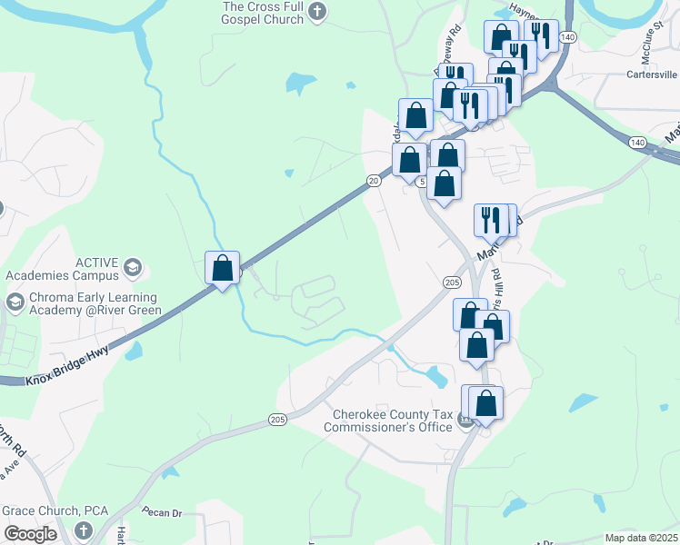 map of restaurants, bars, coffee shops, grocery stores, and more near 533 Broughton Drive in Canton