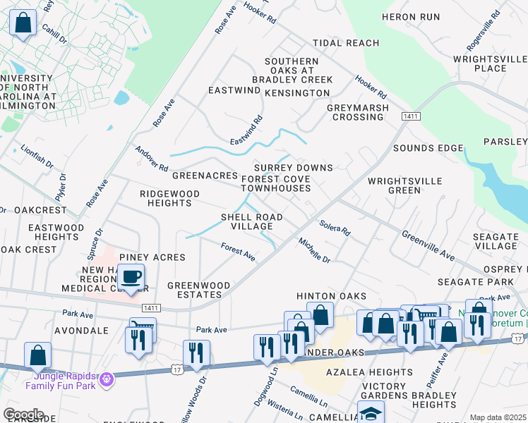 map of restaurants, bars, coffee shops, grocery stores, and more near 5604 Andover Road in Wilmington
