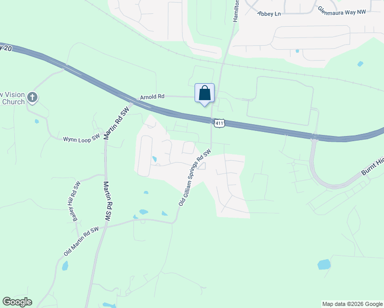 map of restaurants, bars, coffee shops, grocery stores, and more near 74 Gilliam Crossing in Cartersville