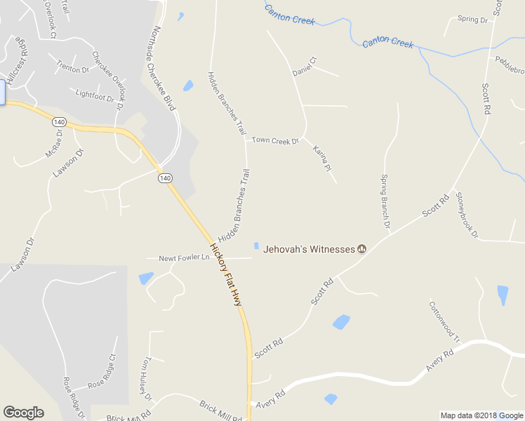 map of restaurants, bars, coffee shops, grocery stores, and more near 230 Hidden Branches Trail in Canton