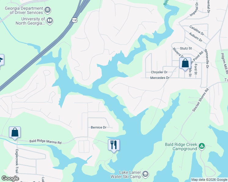 map of restaurants, bars, coffee shops, grocery stores, and more near 5910 Pilgrim Point Extension in Cumming