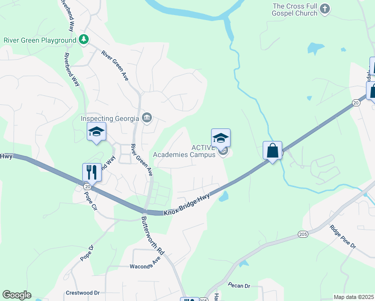 map of restaurants, bars, coffee shops, grocery stores, and more near 427 Retreat Lane in Canton