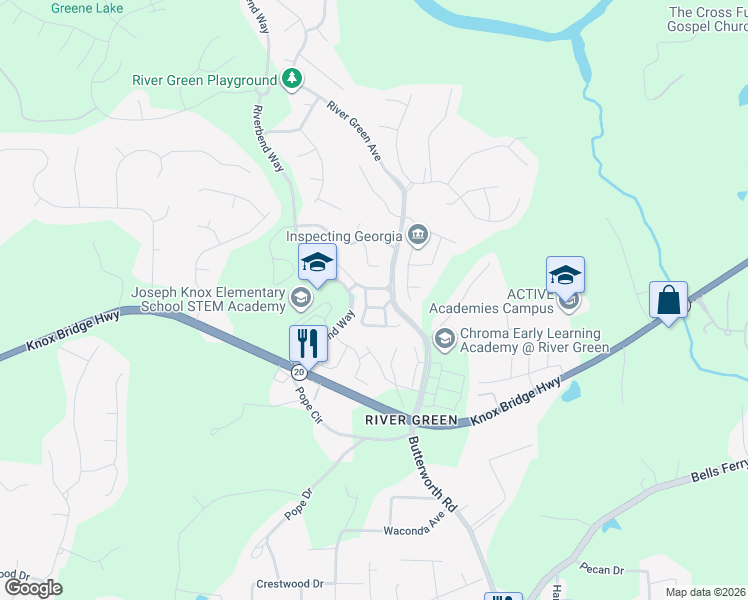 map of restaurants, bars, coffee shops, grocery stores, and more near 410 Genevieve Drive in Canton
