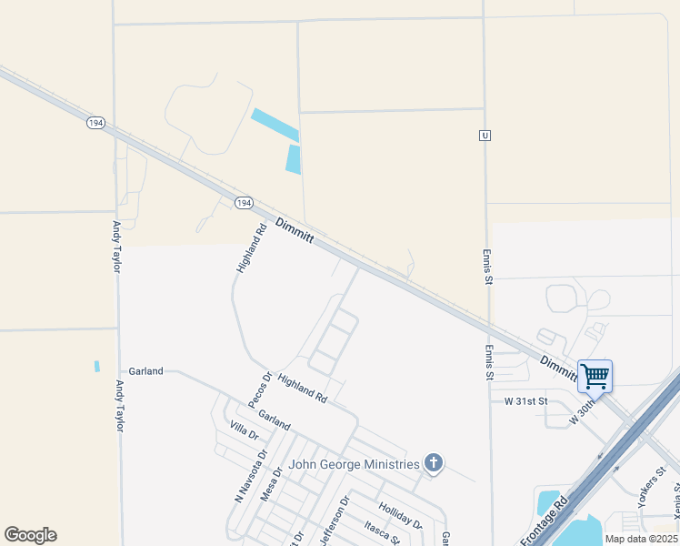 map of restaurants, bars, coffee shops, grocery stores, and more near 105 Pecos Place in Plainview