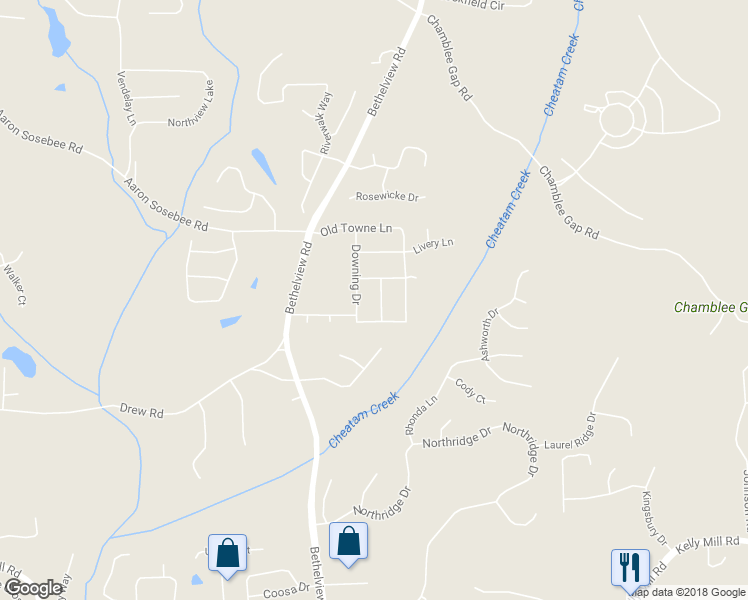 map of restaurants, bars, coffee shops, grocery stores, and more near 3814 Stagecoach Lane in Cumming