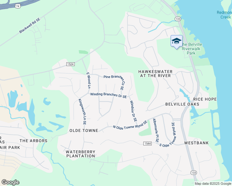 map of restaurants, bars, coffee shops, grocery stores, and more near 676 Hickory Branches Drive in Leland