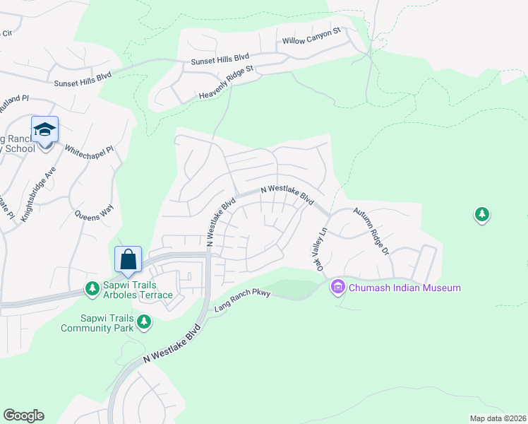map of restaurants, bars, coffee shops, grocery stores, and more near 2844 Capella Way in Thousand Oaks