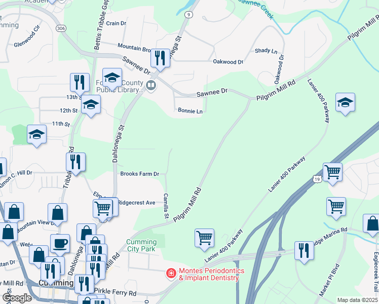 map of restaurants, bars, coffee shops, grocery stores, and more near in Cumming