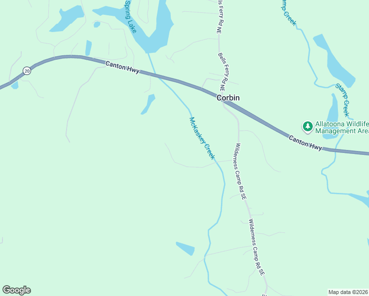 map of restaurants, bars, coffee shops, grocery stores, and more near 84 Wilderness Camp Road Southeast in White