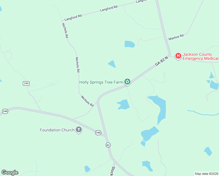 map of restaurants, bars, coffee shops, grocery stores, and more near 5753 Holly Springs Road in Pendergrass