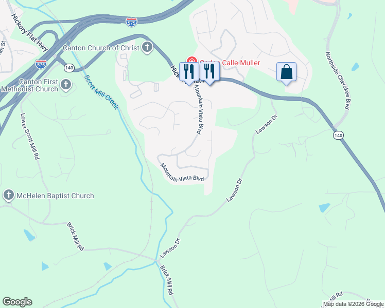map of restaurants, bars, coffee shops, grocery stores, and more near 403 Eaglewood Way in Canton