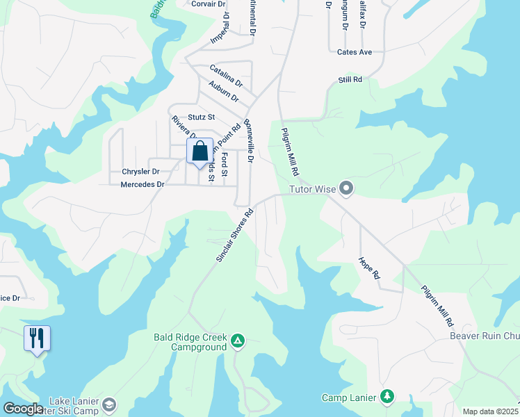 map of restaurants, bars, coffee shops, grocery stores, and more near 3510 Beaver Cove Road in Cumming