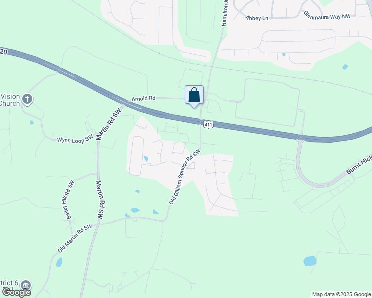 map of restaurants, bars, coffee shops, grocery stores, and more near 74 Gilliam Crossing in Cartersville