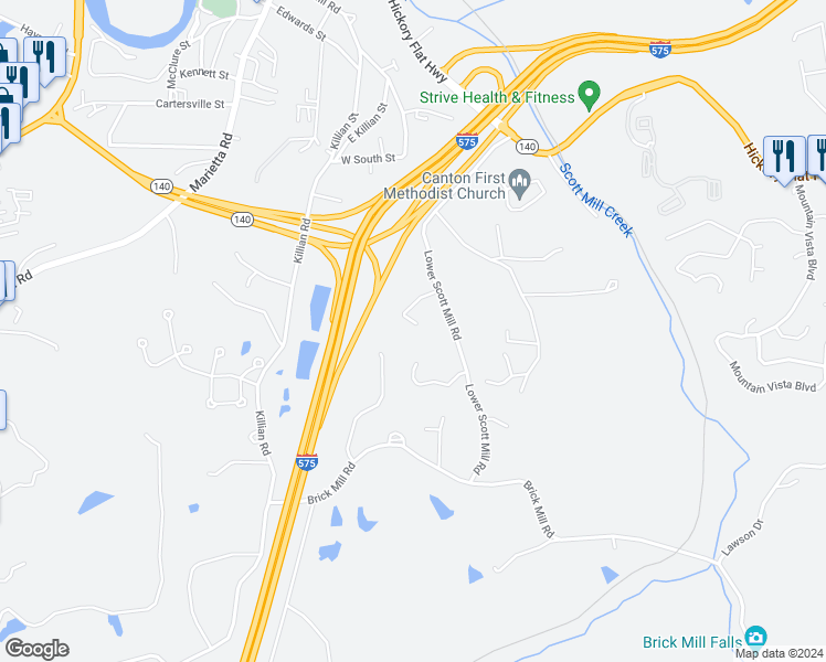 map of restaurants, bars, coffee shops, grocery stores, and more near 263 Arbor Lake Dr in Canton