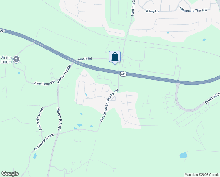 map of restaurants, bars, coffee shops, grocery stores, and more near 74 Gilliam Crossing in Cartersville