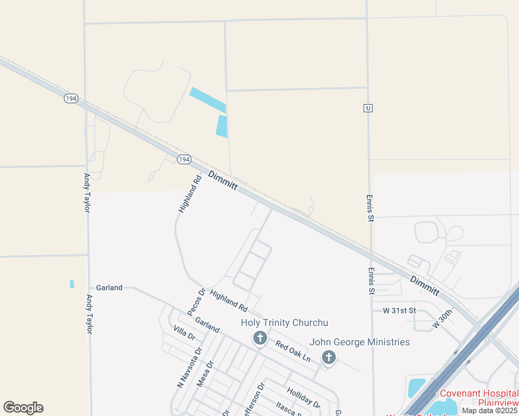 map of restaurants, bars, coffee shops, grocery stores, and more near 105 Pecos Place in Plainview