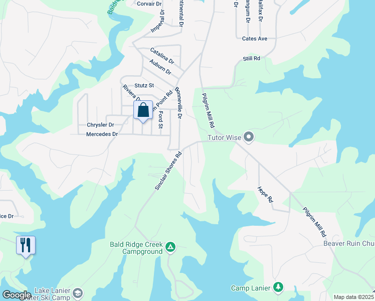 map of restaurants, bars, coffee shops, grocery stores, and more near 3510 Beaver Cove Road in Cumming