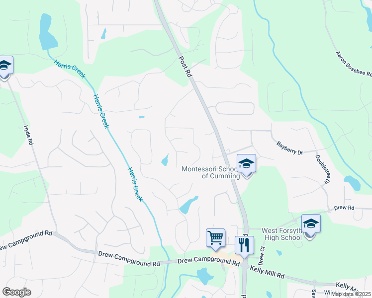 map of restaurants, bars, coffee shops, grocery stores, and more near 4825 Nantucket Trce in Cumming