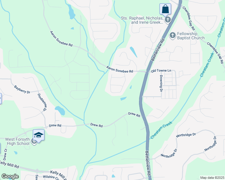 map of restaurants, bars, coffee shops, grocery stores, and more near 5350 Scenic Valley Drive in Cumming