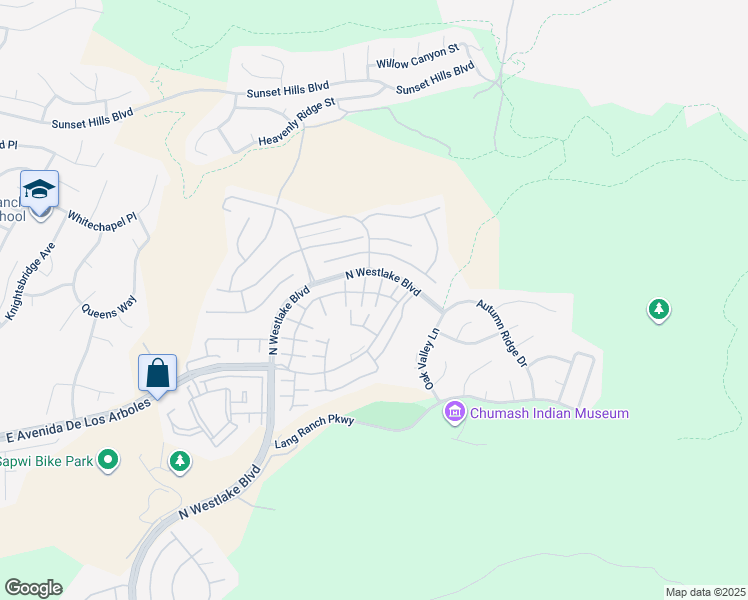 map of restaurants, bars, coffee shops, grocery stores, and more near 2904 Capella Way in Thousand Oaks