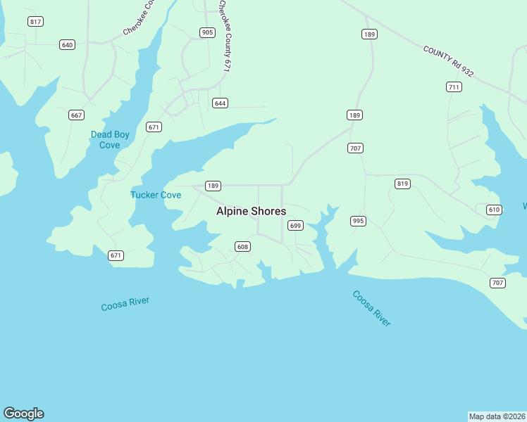 map of restaurants, bars, coffee shops, grocery stores, and more near 44 County Road 683 in Cedar Bluff