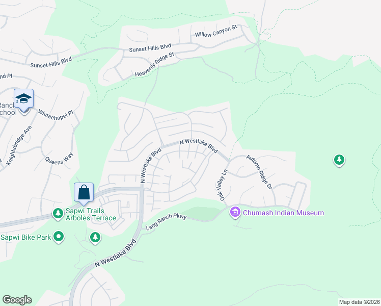 map of restaurants, bars, coffee shops, grocery stores, and more near 2896 Capella Way in Thousand Oaks