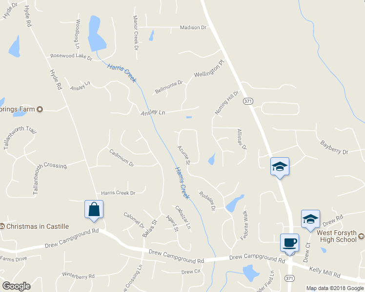 map of restaurants, bars, coffee shops, grocery stores, and more near 4230 Azurite Street in Cumming