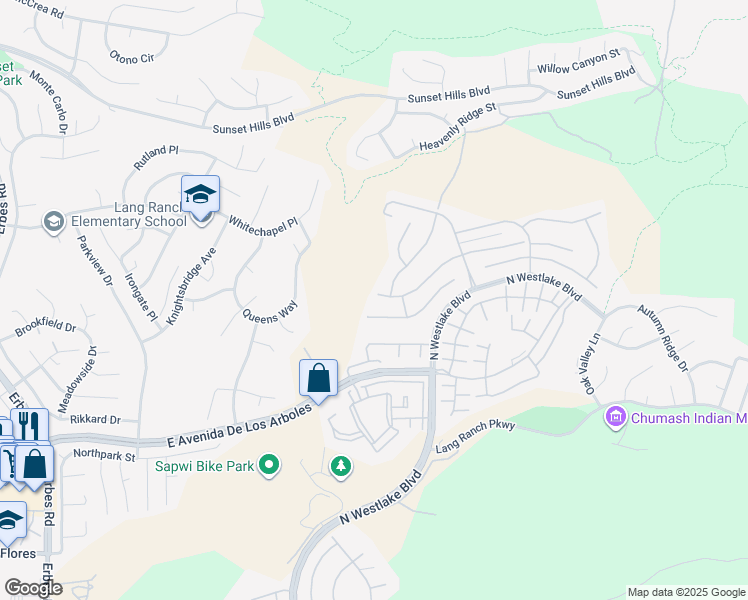 map of restaurants, bars, coffee shops, grocery stores, and more near 2780 Blazing Star Drive in Thousand Oaks