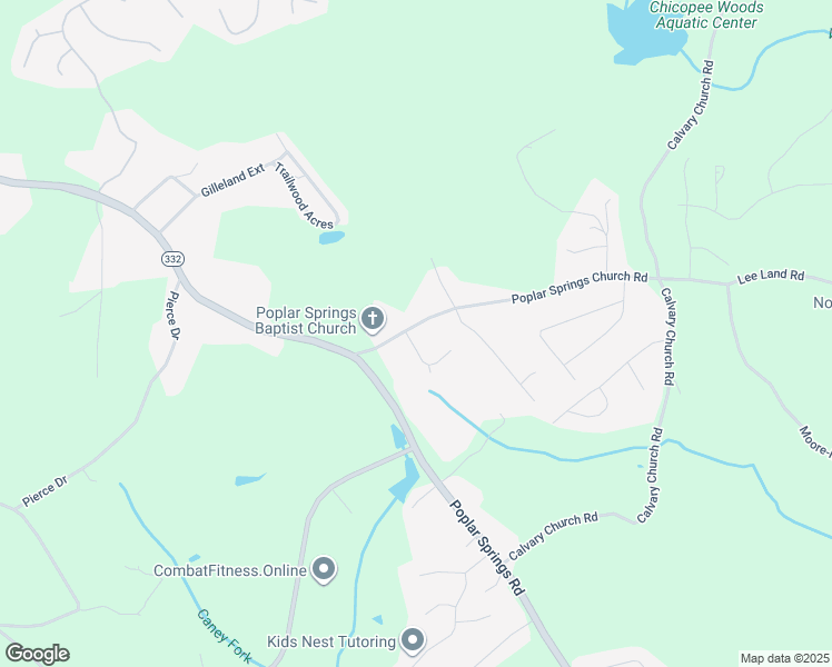 map of restaurants, bars, coffee shops, grocery stores, and more near 3075 Poplar Springs Church Road in Gainesville