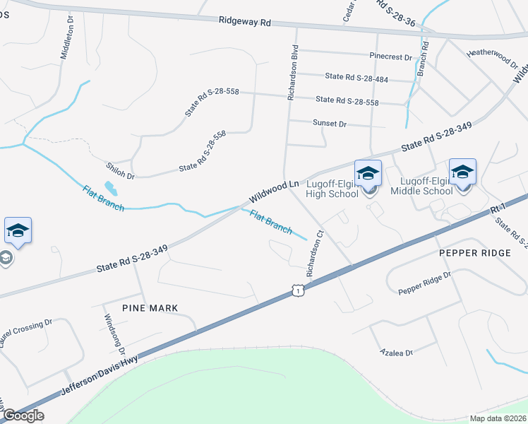 map of restaurants, bars, coffee shops, grocery stores, and more near 259 State Road S-28-349 in Lugoff