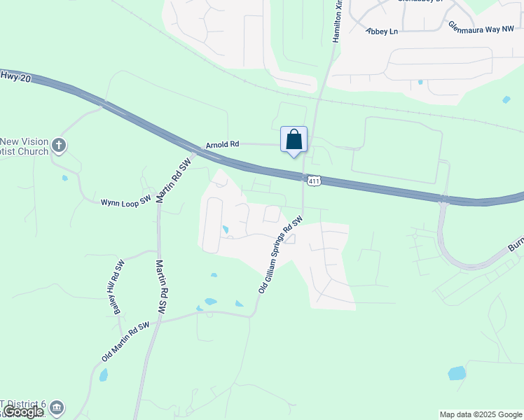 map of restaurants, bars, coffee shops, grocery stores, and more near 78 Old Gilliam Springs Road Southwest in Cartersville