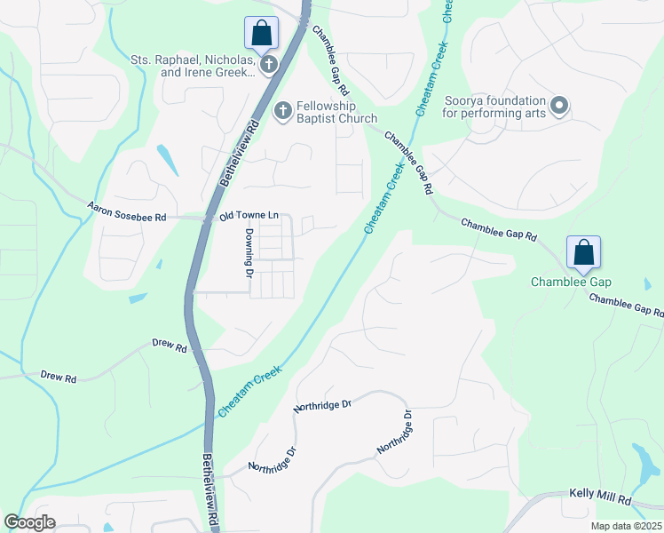 map of restaurants, bars, coffee shops, grocery stores, and more near 3850 Meeting Street in Cumming